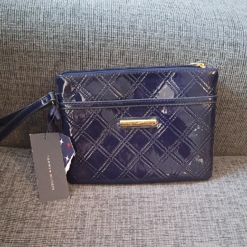 Tommy Hilfiger Blue Quilted Clutch Wristlet